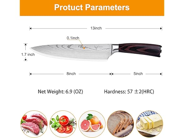 Bekhic Chef Knife - CKnife Pro Kitchen Knife 8-Inch