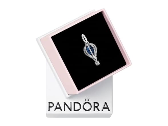PANDORA Blue Hot Air Balloon Travel Charm - Compatible Moments Bracelets - Jewelry for Women - Gift for Women in Your Life - Made with Sterling Silver & Man-Made Crystal (Open Box)