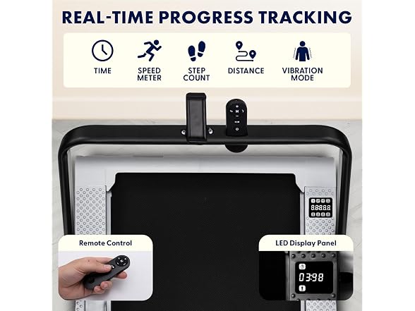 Squatz 2‑in‑1 Treadmill w/ Handlebar & Vibration Plates (Black Gray)