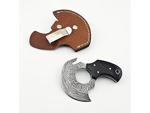 Vetus Skinning Knife BULL Horn Damascus