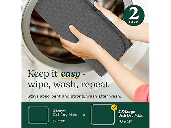 Cuisinart Dish Drying Mat for Kitchen Counter - 2-Pack XL