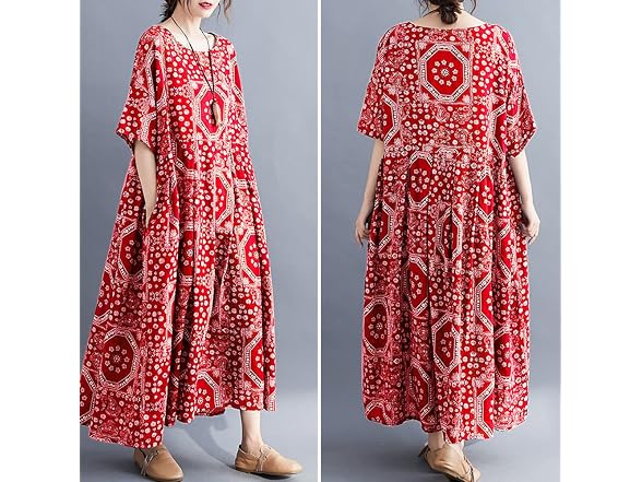 Versear Women (OS) Loose Cotton Rayon Dress Dress