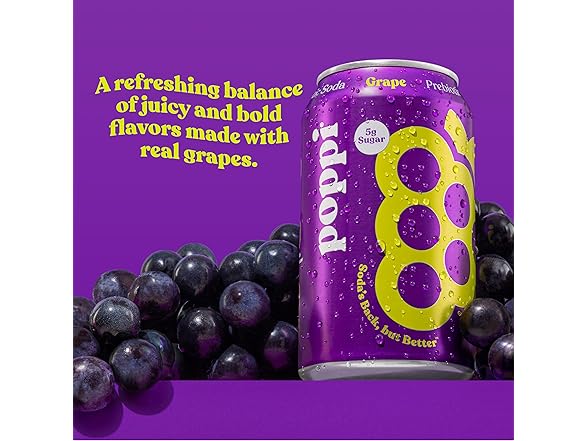 Poppi Grape Prebiotic Soda, 12pk