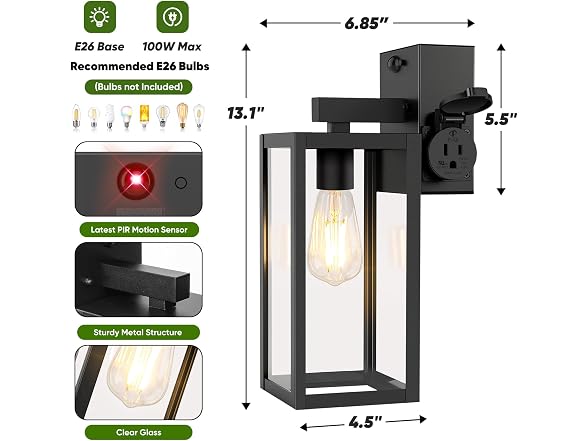 BesLowe 2-Pack Motion Sensor Porch Light - Gallery 8
