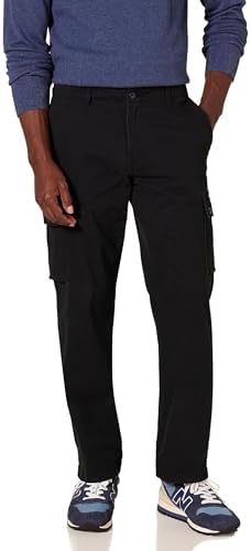 Amazon Essentials Men's Straight-Fit Stretch Cargo Pant (Available in Big & Tall), Black, 36W x 34L