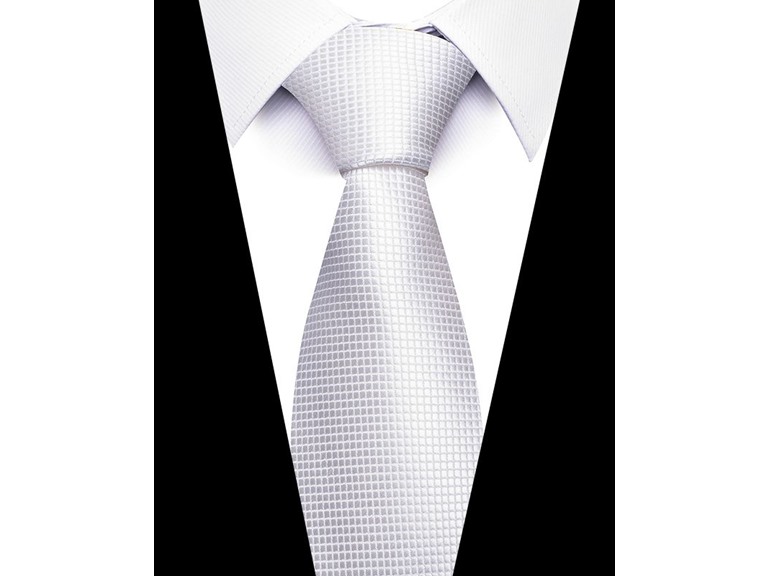 Infinite Basics Formal Men’s Necktie - Platinum Grid Classic