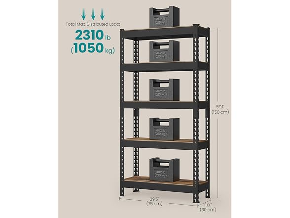 SONGMICS 5-Tier Storage Shelves, Adjustable,Load 2310 lb