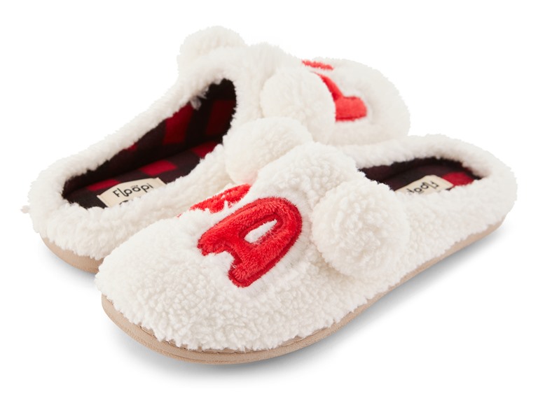 Floopi FLOOPI-392M-S Small Mens "Papa" Fuzzy Clog Slipper w-Lining White (Men's)