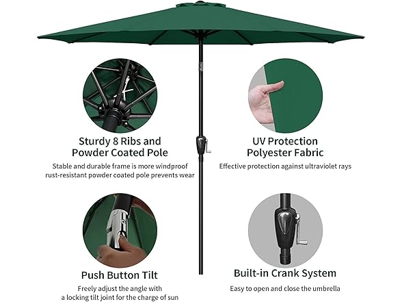 Simple Deluxe Simple Deluxe 9 FT Patio Umbrella with 2