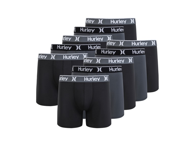 Hurley Men's 10 Pack Solid Boxer Briefs