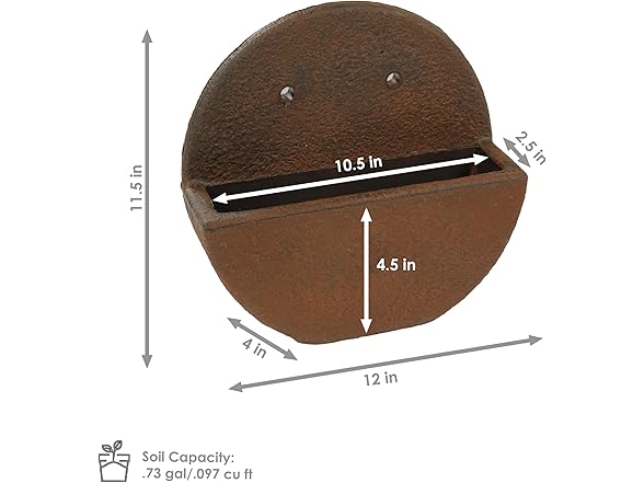 Sunnydaze 12" Round Wall Planter - Set of 2