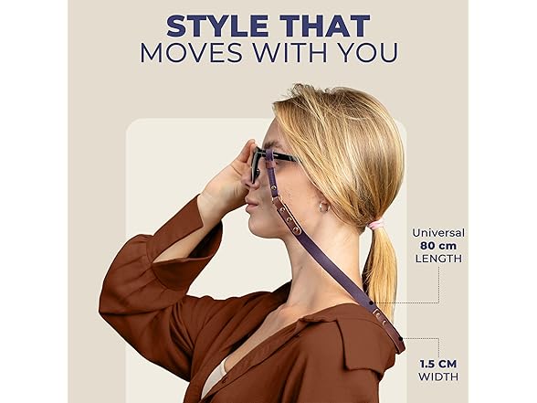 Leather Glasses Strap Unisex- Red Brown