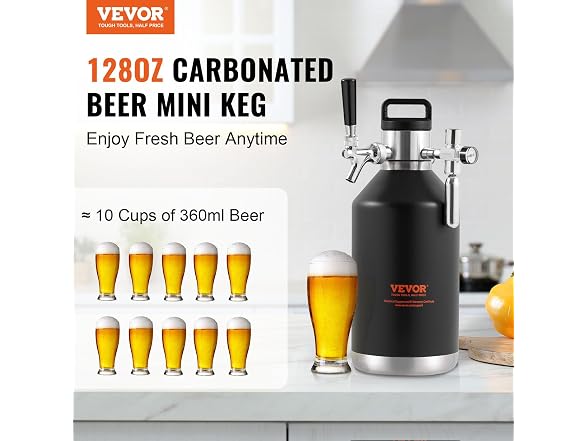 VEVOR Beer Growler Tap System, 128Oz 4L