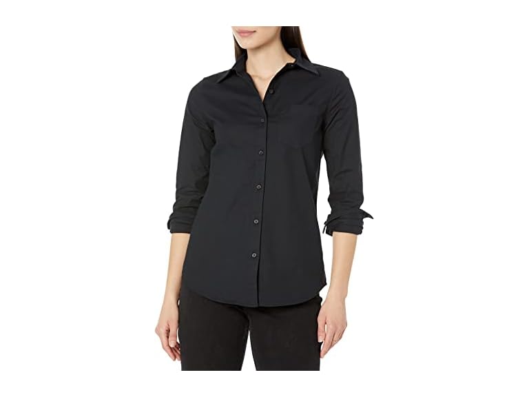 Amazon Essentials Womens Long Sleeve Button Down Stretch Oxford Shirt