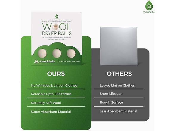 Pursonic Laundry Wool Dryer Balls