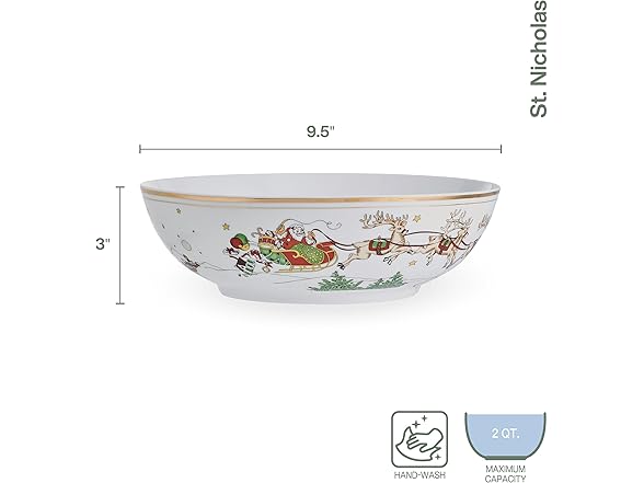 Fitz and Floyd St. Nicholas Gold Banded Serving Bowl