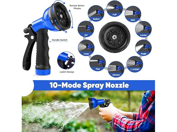 GAGALUGEC 50ft Steel Hose 10 Nozzles