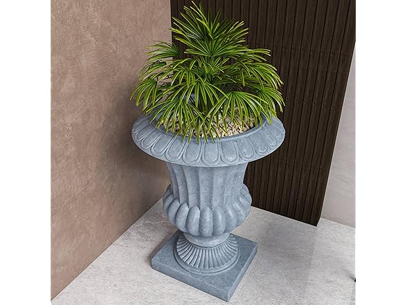 LeisureMod LP28AC Lotus Fiberstone and Clay Urn Planter