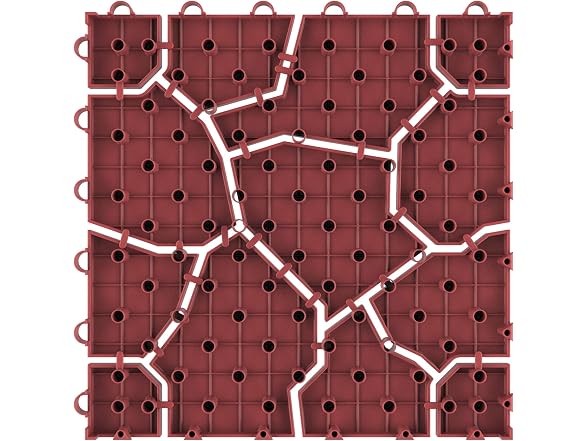 Pure Garden Deck Tiles 6-Pack Brick Red