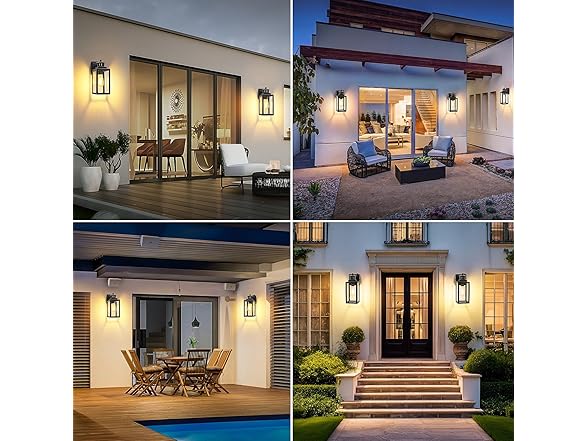 BesLowe 2-Pack Motion Sensor Outdoor Wall Lights, Black with Gold Trim