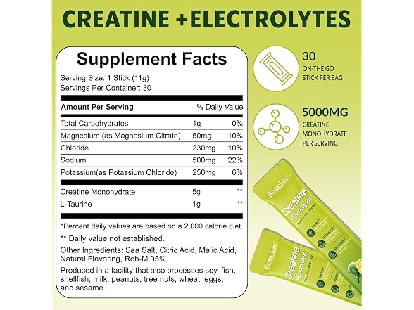 Bcuelov Creatine + Electrolytes Powder