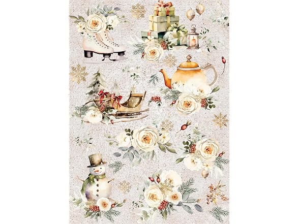 Craft Kreatively White Christmas Rice Paper, 11.5 x 1