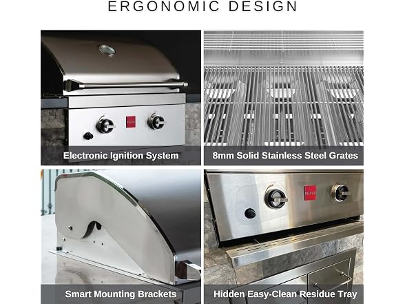 Fuego F36S-B 304SS Built-in Gas Grill, Stainless Steel