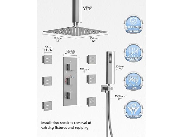 EVERSTEIN SFS1004-NK12 Rainfall Shower System