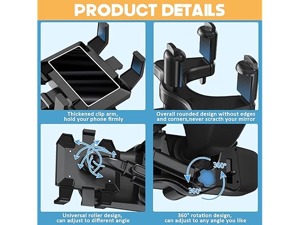 ZoyShop Rearview Mirror Phone Holder, 36