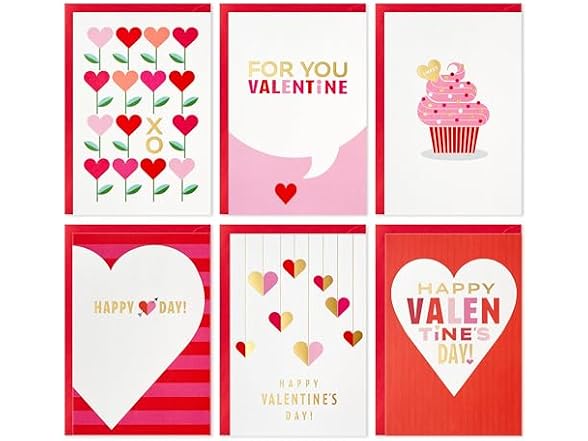 Hallmark Valentines Day Cards Assortment, Pink and Red