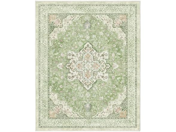 Marsail 8x10 Washable Green Area Rug