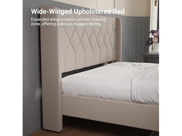 Avenco Full Size Bed Frame, Upholstered