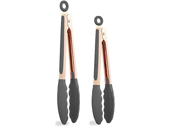 Stainless Steel Silicone Tipped Tongs Set