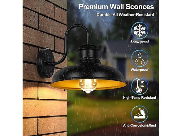 TOBUSA 2-Pack 11.5'' Black & Golden Wall Sconce
