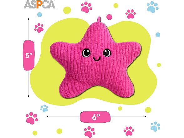 ASPCA 2 Pack Plush Dog Toy with Squeaker- Starfish