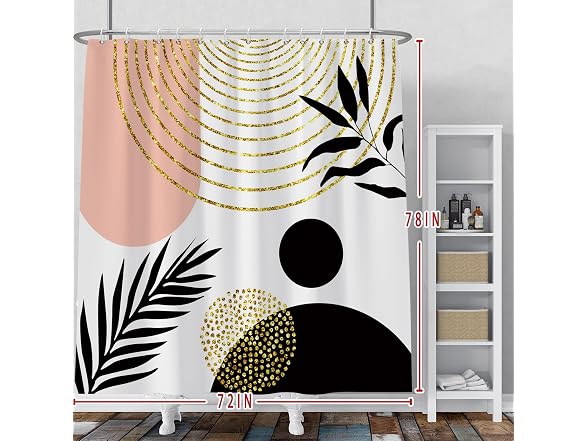 Mid Century Shower Curt Boho Sun Plant