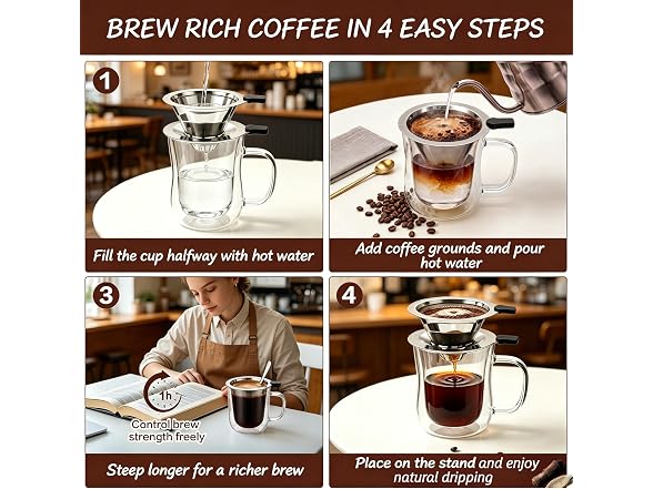 LSKJSLZ 2-in-1 Pour Over Coffee Maker