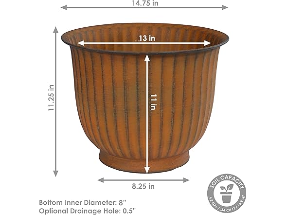 Sunnydaze Carlotta 14.75" Metal Outdoor Plant Pot Set- Set of 2