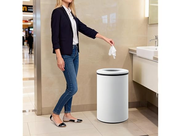 OUTLANE 10.6 Gal/40L Round Kitchen Trash Can White