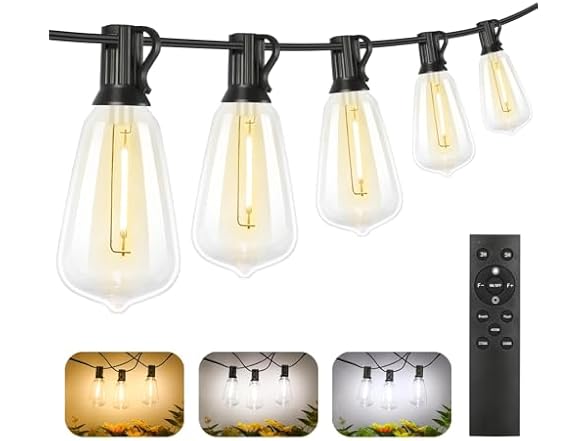Brightever Dimmable Outdoor String Lights with Remote