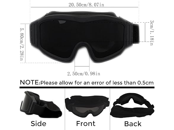 NIZEFEI Tactical Goggles, 3 Lenses