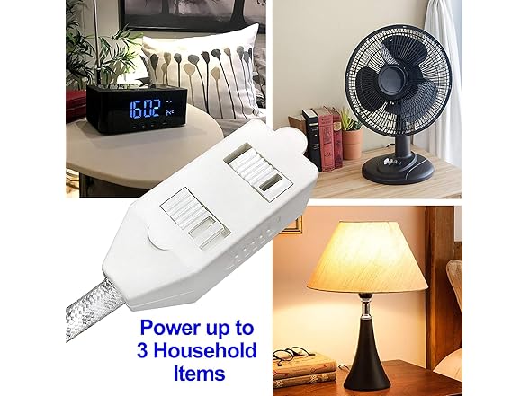 Clear Power 2pk 9ft 3 Outlet Fabric Indoor Ext Cord 16/2