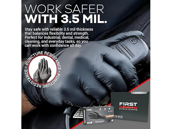 Nitrile Gloves 3.5 Mil Thick Black