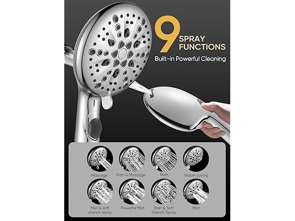 Cobbe High Pressure 9 Functions Shower Head with Handheld
