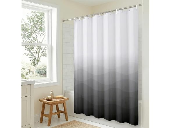 Americanflat 71x74 Wave Grey Ombre Shower Curtain