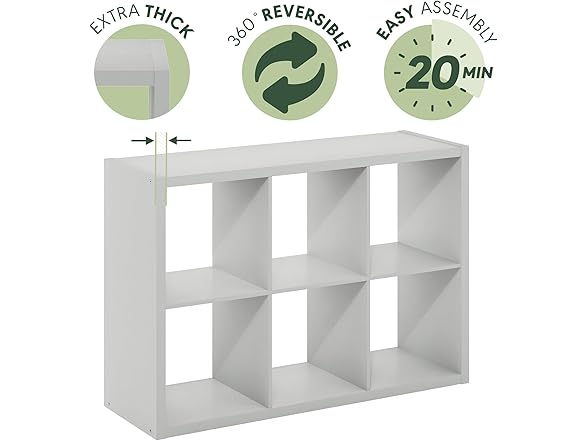 Furinno CUBICLE Book Shelf, 6-Cube Thick Frame