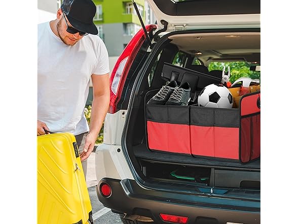 Simple Deluxe Car Trunk Organizer, Red