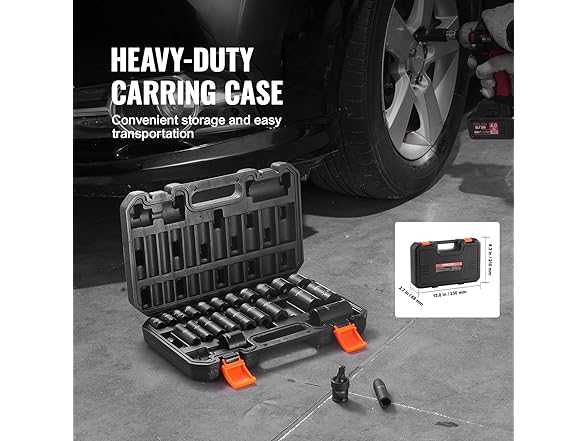 VEVOR 3/8" Drive Impact 25 Piece Deep & Shallow Socket Set SAE