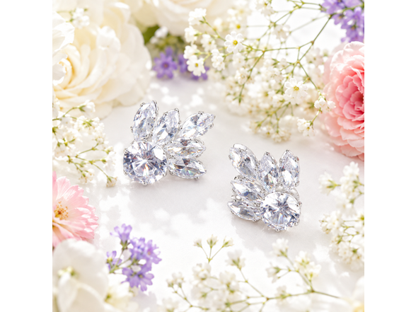 Silver Marquise Cluster Studs