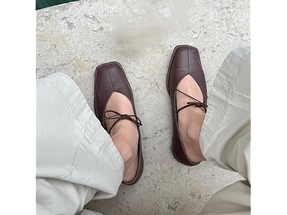 ETPSJKR square toe brown ballet flats